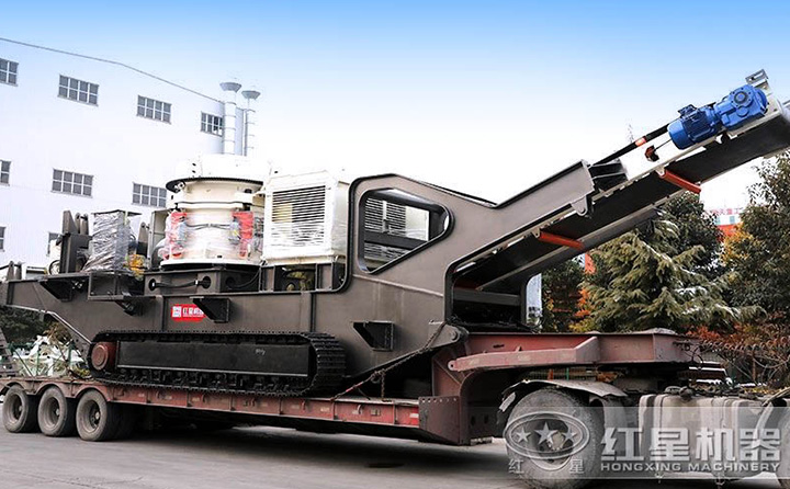 履带移动石英石圆锥破+筛分一体机