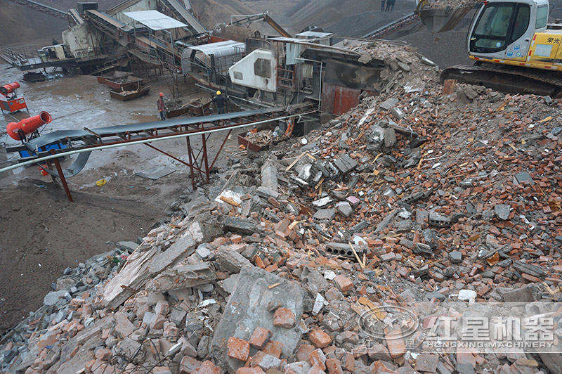 砖渣粉碎处理现场 砖渣粉碎处理现场