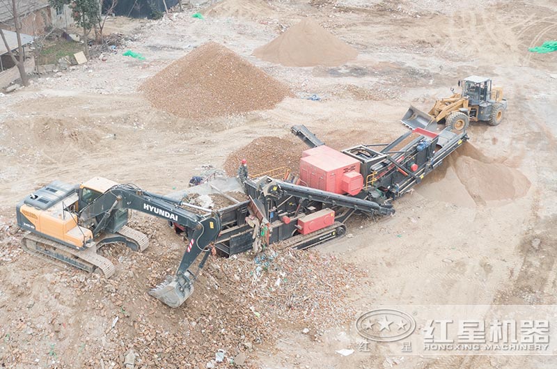 移动破碎站建筑垃圾破碎现场 移动破碎站建筑垃圾破碎现场